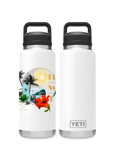 T&C Surf Designs T&C Surf 26 oz Utopia Rambler Yeti Bottle with Straw Cap, White