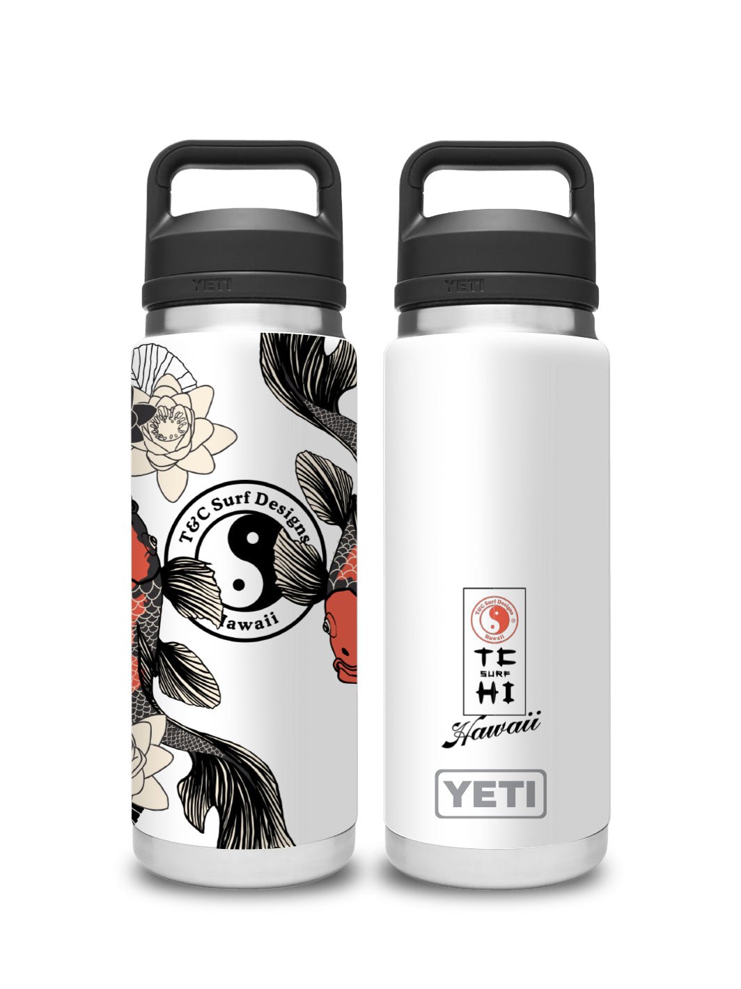 T&C Surf Designs T&C Surf 26 oz Lilykoi 2 Rambler Yeti Bottle with Chug Cap, White