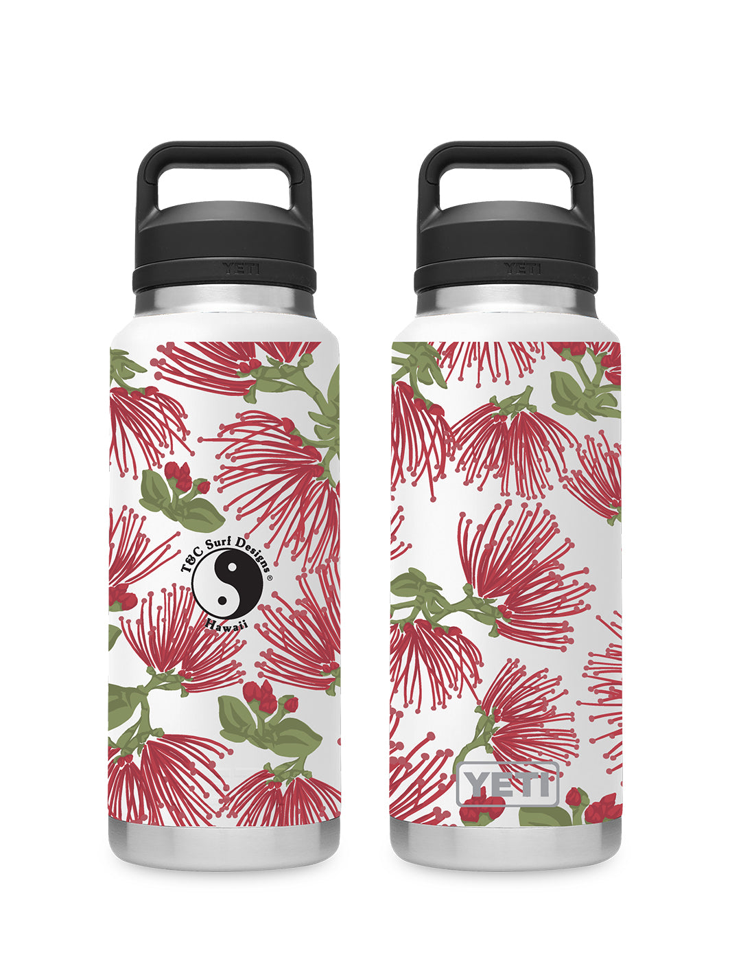 T&C Surf Designs T&C Surf 26 oz Ohia Garden Rambler Yeti Bottle with Chug Cap, White