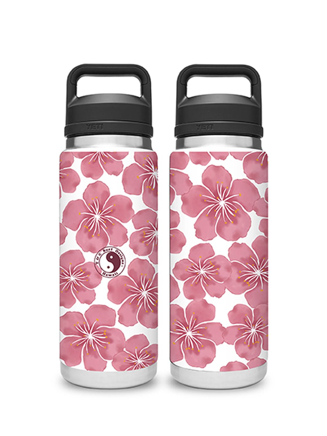 T&C Surf Designs T&C Surf 26 oz Watercolor Blossom Rambler Yeti Bottle with Chug Cap, White