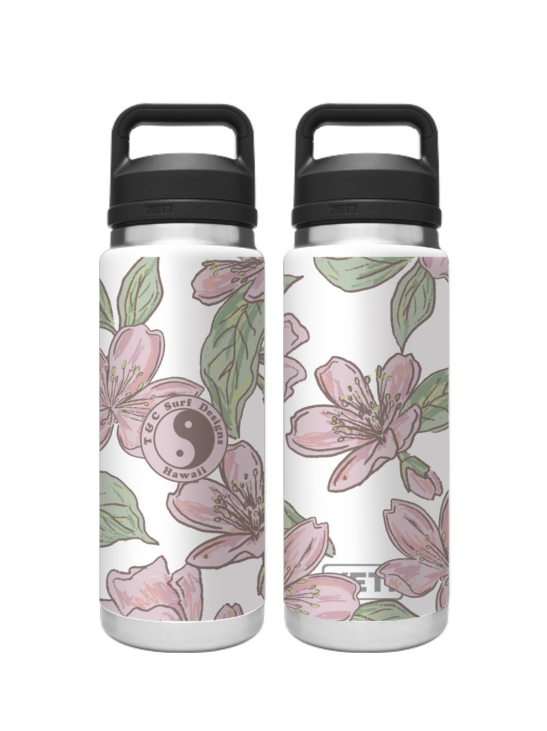 T&C Surf 26 oz Sakura Sketch Rambler Yeti Bottle with Chug Cap - T&C Surf Designs