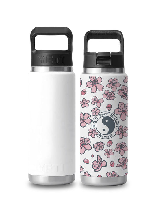 T&C Surf Designs T&C Surf 26 oz Hanami Rambler Yeti Bottle with Straw Cap, White