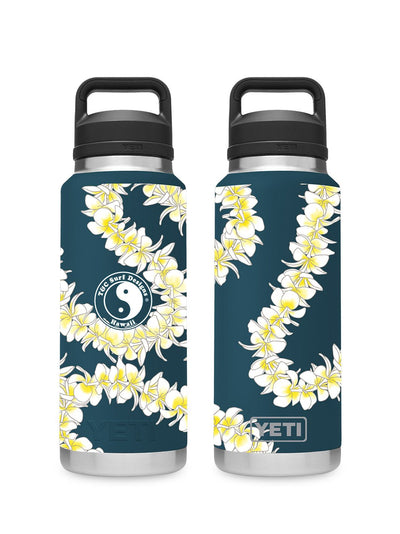 T&C Surf Designs T&C Surf 26 oz Plumeria Lei Rambler Yeti Bottle with Chug Cap, Agave Teal