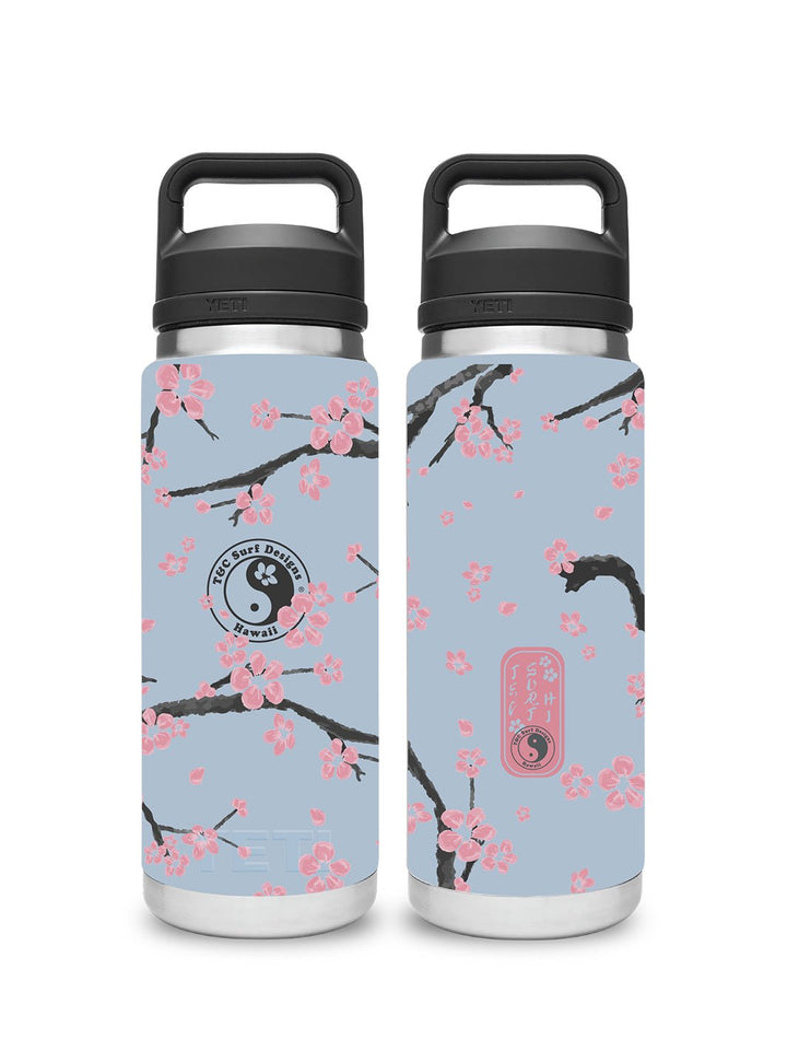 T&C Surf Designs T&C Surf 26 oz Plum Blossom Rambler Yeti Bottle with Chug Cap, Big Sky Blue