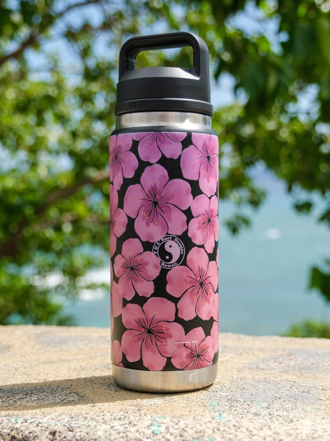 T&C Surf Designs T&C Surf 26 oz Watercolor Blossom Rambler Yeti Bottle with Chug Cap,