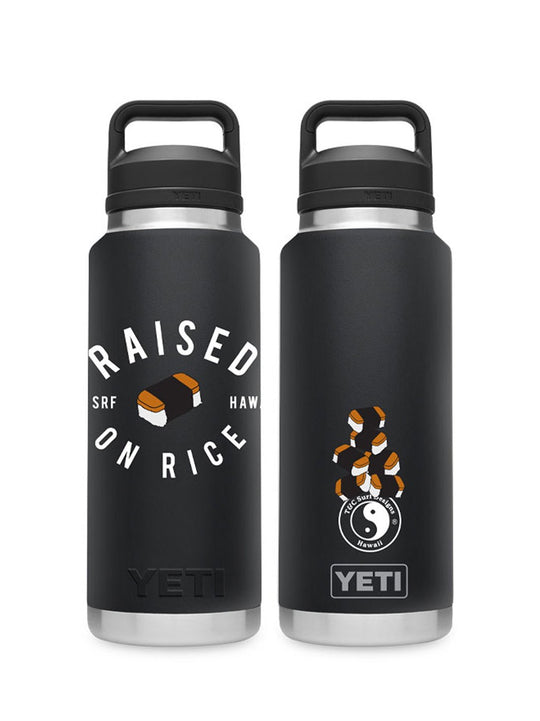 T&C Surf Designs T&C Surf 26 oz Raised On Musubi Wrap Rambler Yeti Bottle with Chug Cap, Black