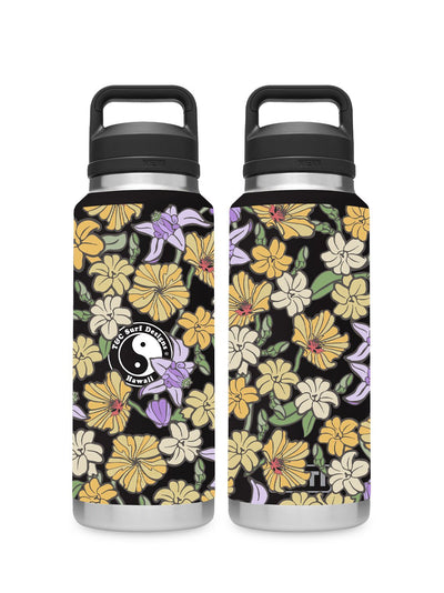 T&C Surf Designs T&C Surf 26 oz Graphic Floral Yeti Bottle with Chug Cap, Black