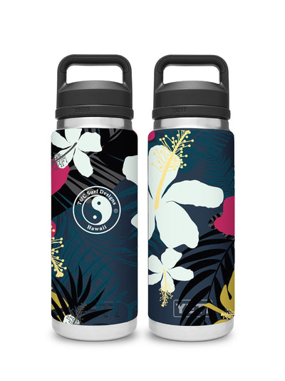 T&C Surf Designs T&C Surf 26 oz Hibiscus Rambler Yeti Bottle with Chug Cap, Navy