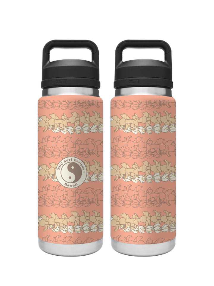 T&C Surf Designs T&C Surf 26 oz Lei Twist Rambler Yeti Bottle with Chug Cap, Peach
