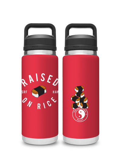 T&C Surf Designs T&C Surf 26 oz Raised On Musubi Wrap Rambler Yeti Bottle with Chug Cap, Rescue Red