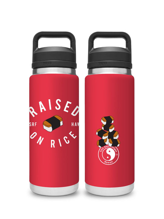 T&C Surf Designs T&C Surf 26 oz Raised On Musubi Wrap Rambler Yeti Bottle with Chug Cap, Rescue Red