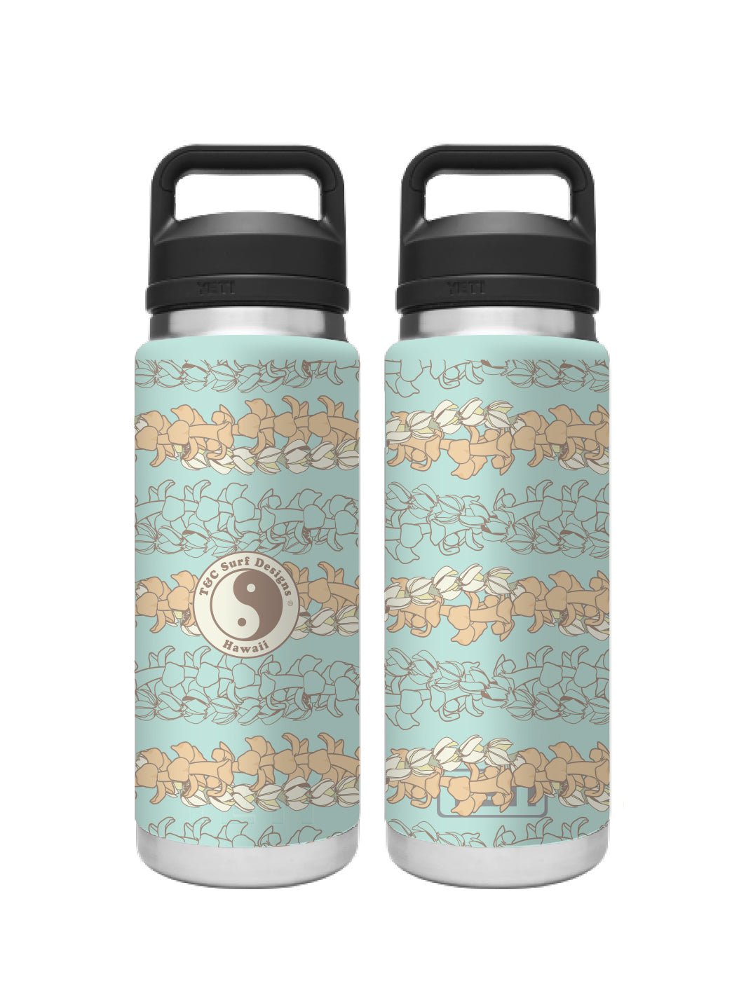 T&C Surf Designs T&C Surf 26 oz Lei Twist Rambler Yeti Bottle with Chug Cap, Seafoam
