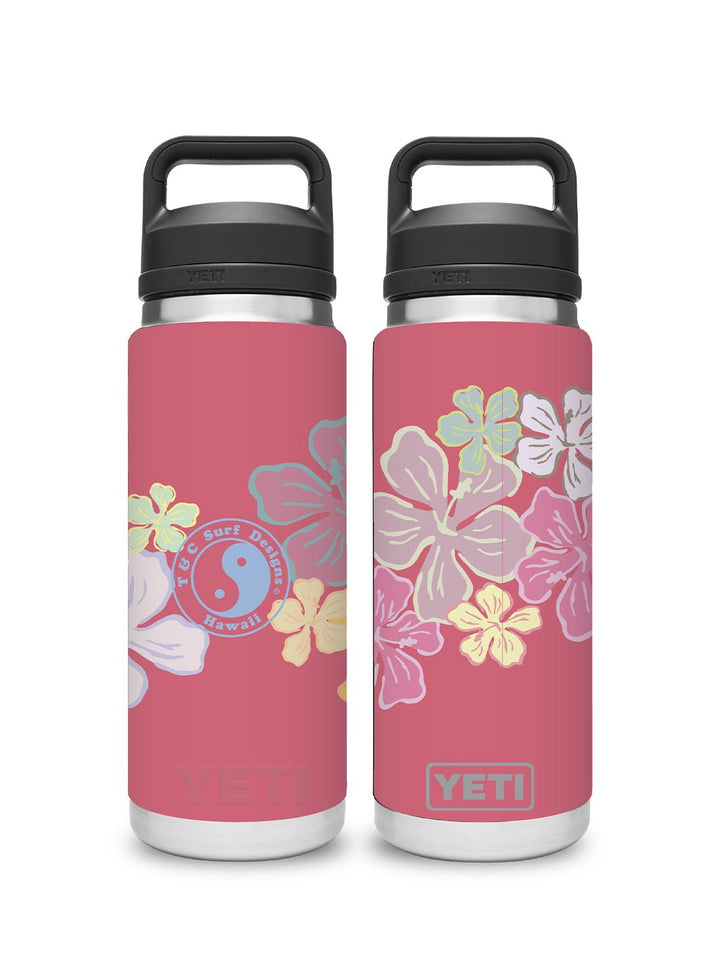 T&C Surf Designs T&C Surf 26 oz Barreled Rambler Yeti Bottle with Chug Cap, Tropical Pink