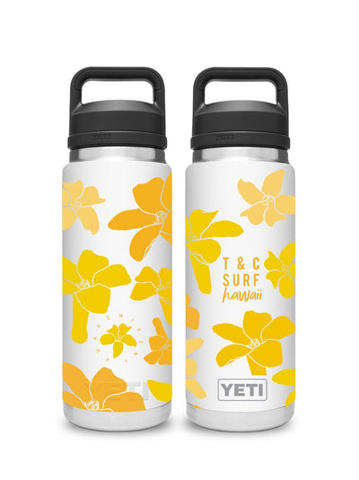 T&C Surf Designs T&C Surf 26 oz Puakenikeni Rambler Yeti Bottle with Chug Cap, White