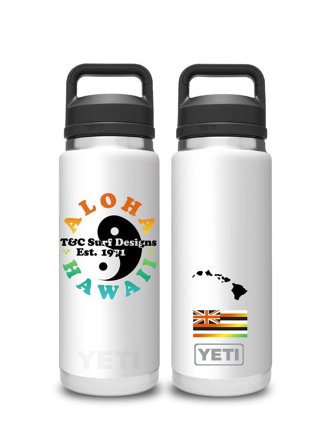 T&C Surf Designs T&C Surf 26 oz Back to Basix Rambler Yeti Bottle with Chug Cap, White