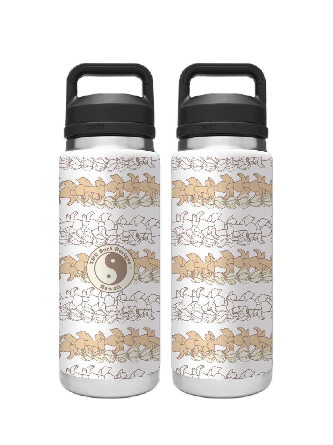 T&C Surf Designs T&C Surf 26 oz Lei Twist Rambler Yeti Bottle with Chug Cap, White