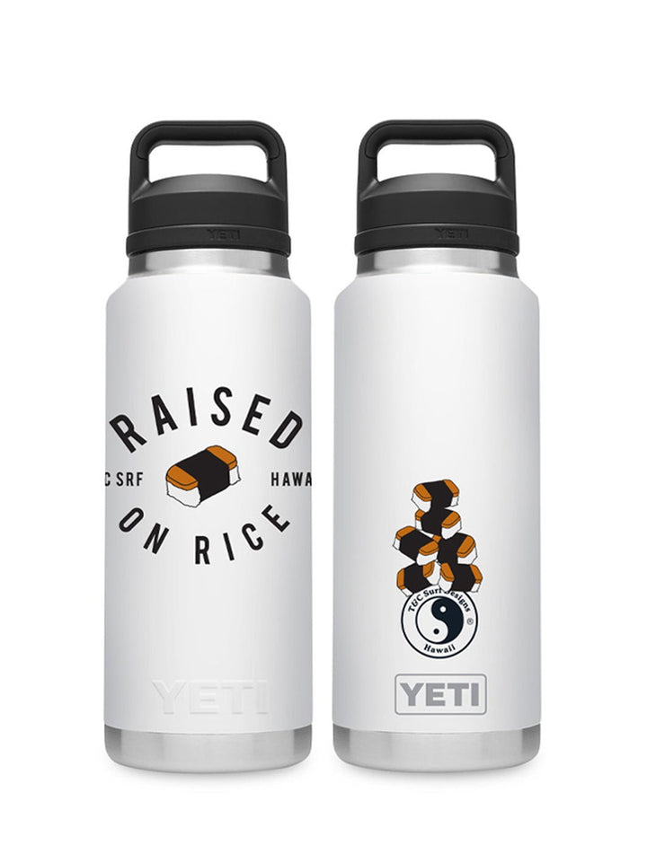 T&C Surf Designs T&C Surf 26 oz Raised On Musubi Wrap Rambler Yeti Bottle with Chug Cap, White