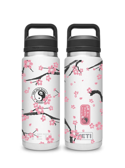 T&C Surf Designs T&C Surf 26 oz Plum Blossom Rambler Yeti Bottle with Chug Cap, White