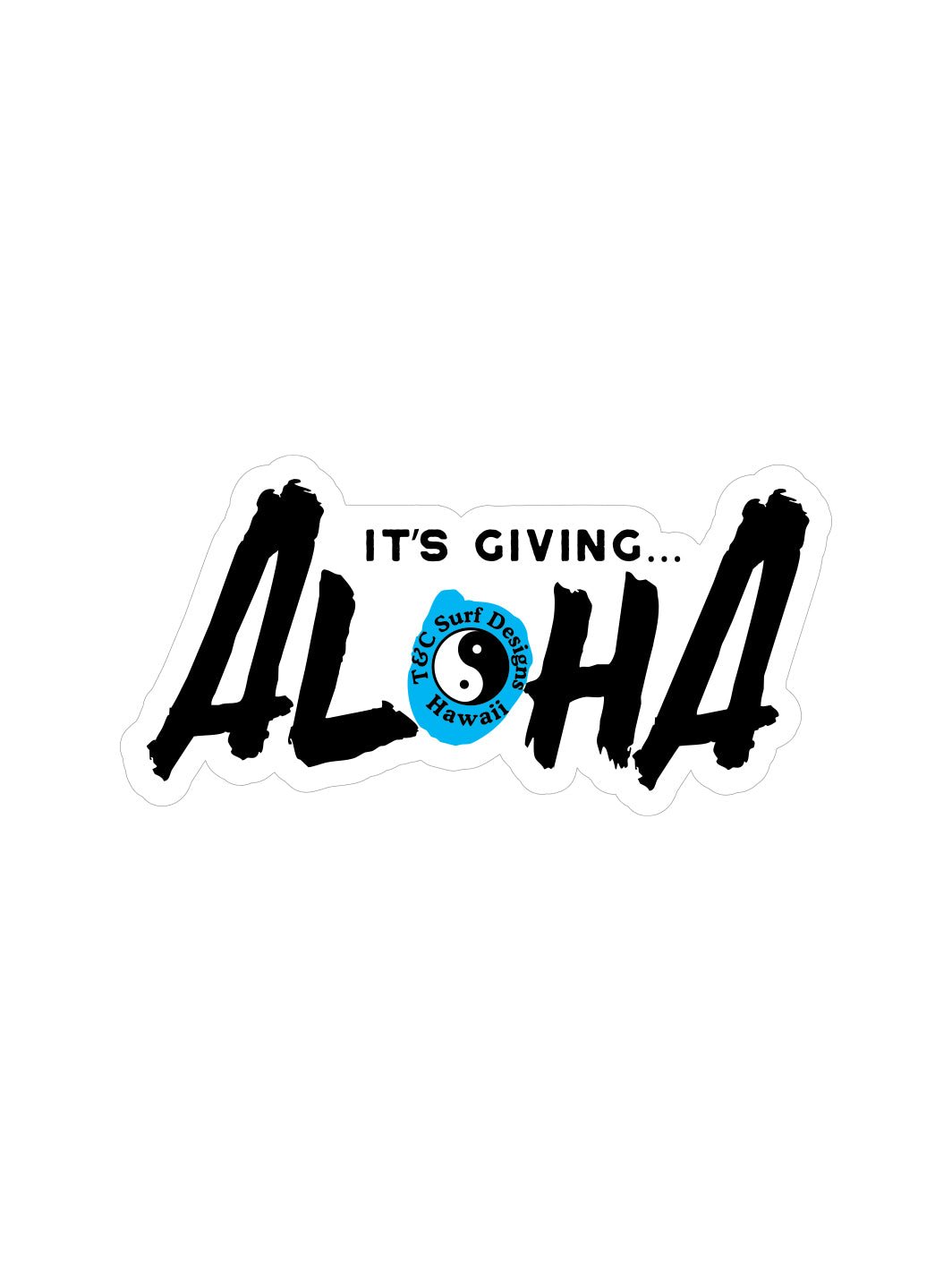 T&C Surf Designs It's Giving Aloha Sticker, Black Blue