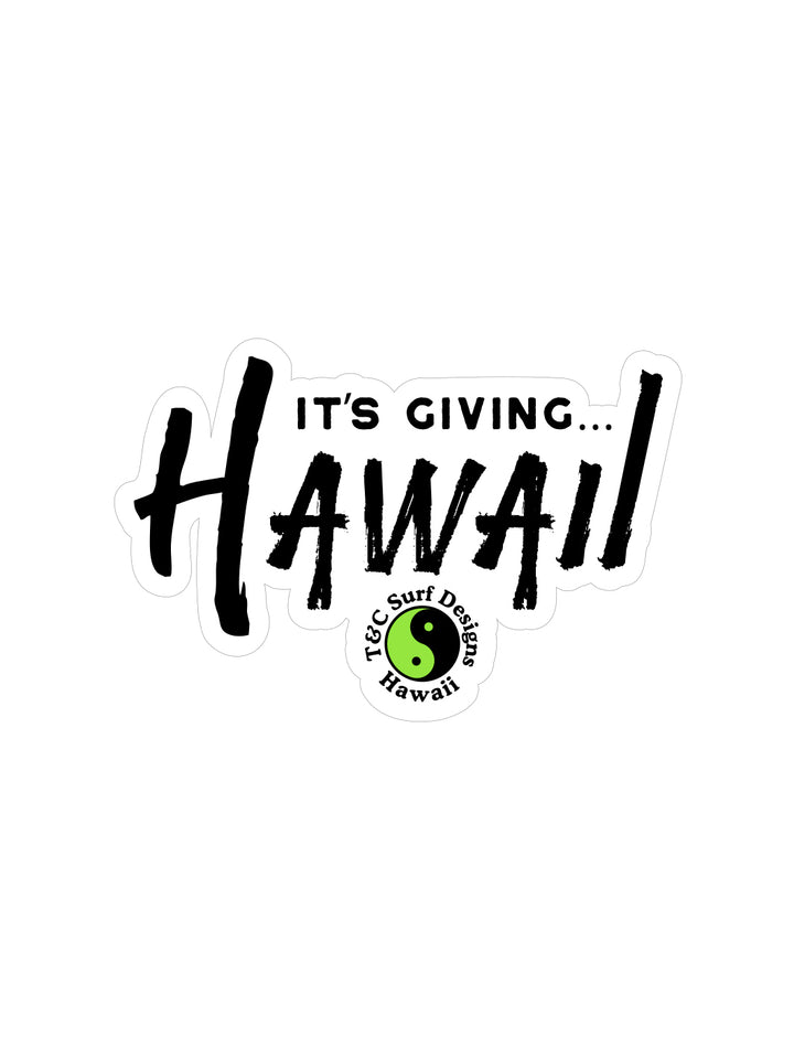 T&C Surf Designs It's Giving Hawaii Sticker, Black Green