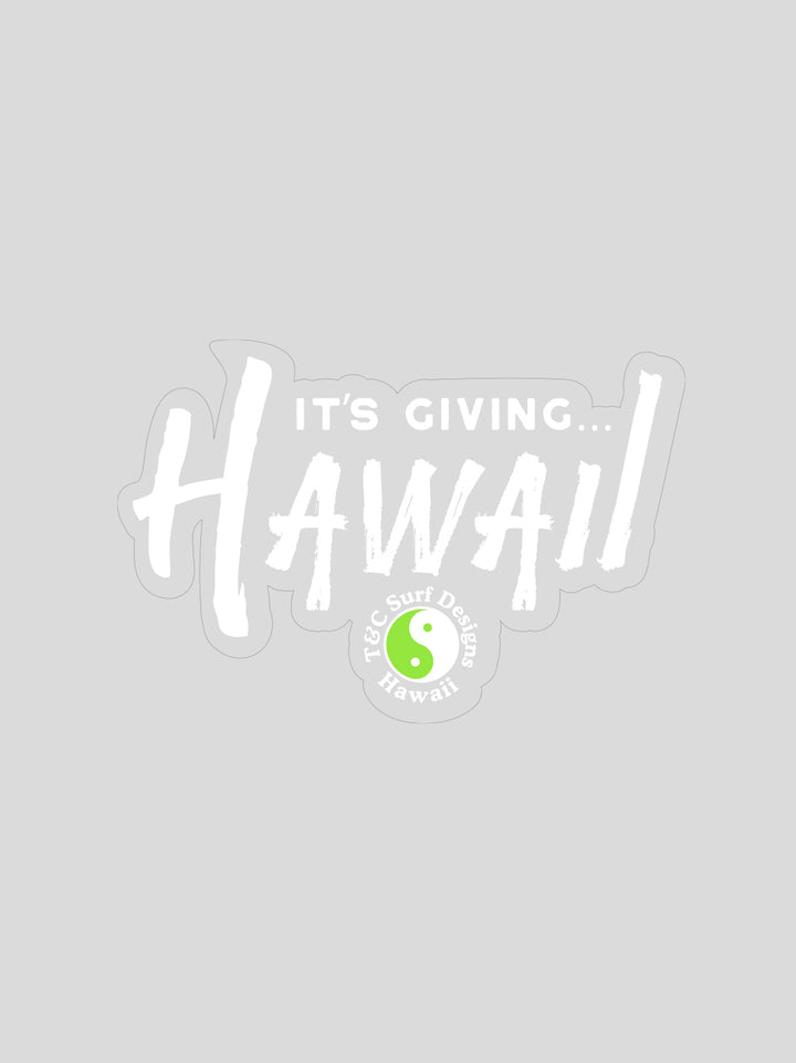 T&C Surf Designs It's Giving Hawaii Sticker, White Green