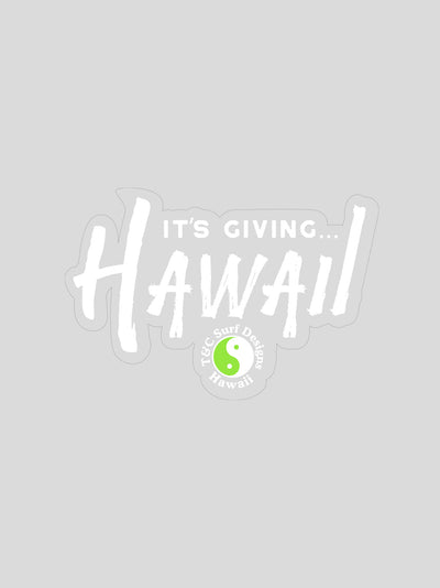 T&C Surf Designs T&C Surf It's Giving Hawaii Sticker, White Green