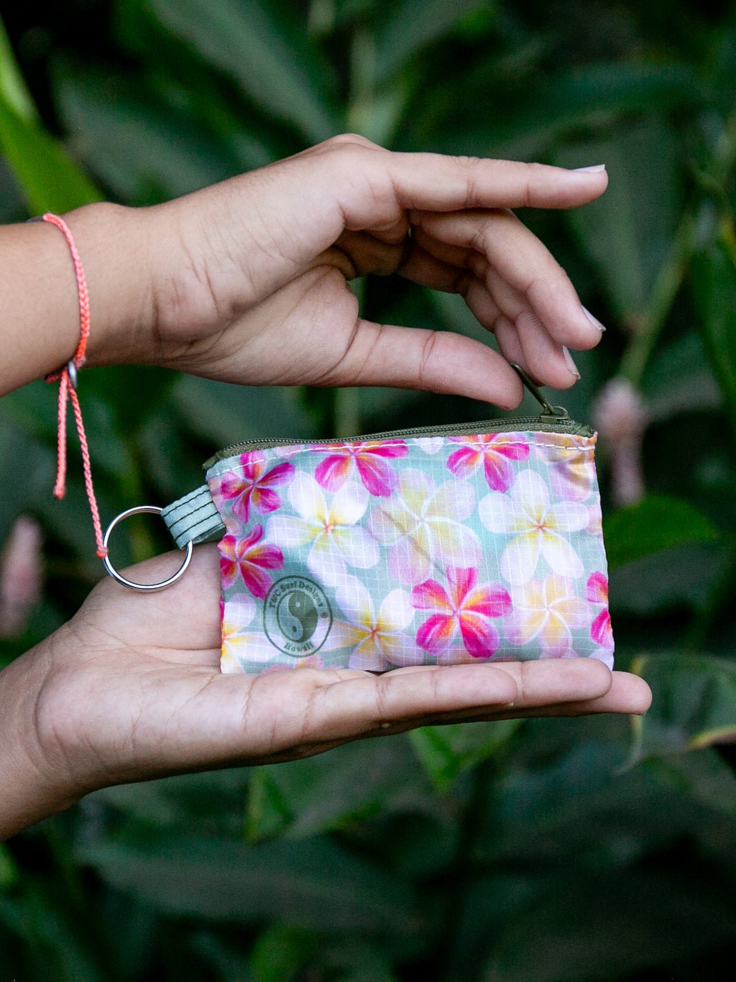 T&C Surf Designs Plumeria Paint Penny Keychain Pouch,