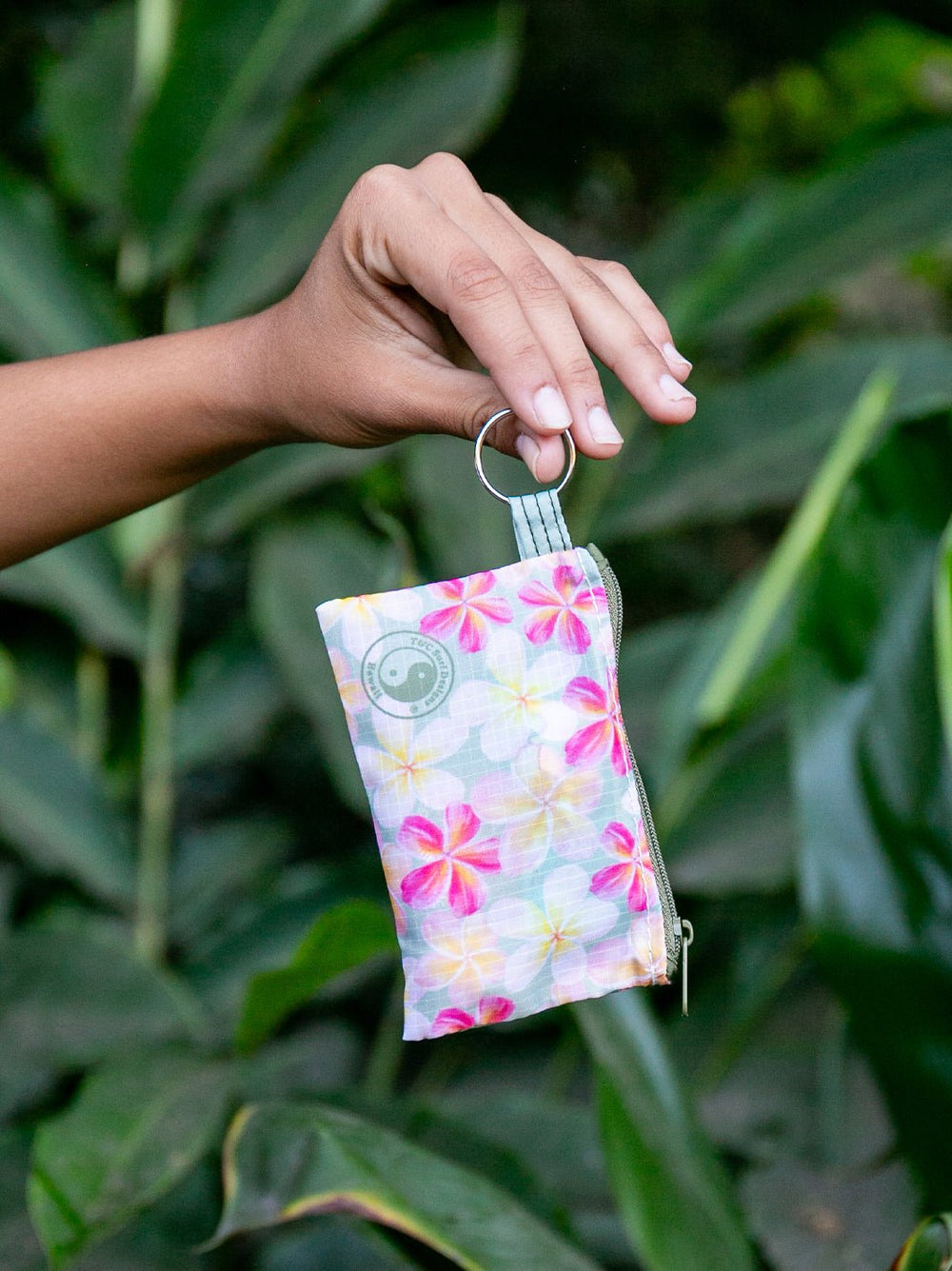 T&C Surf Designs Plumeria Paint Penny Keychain Pouch,