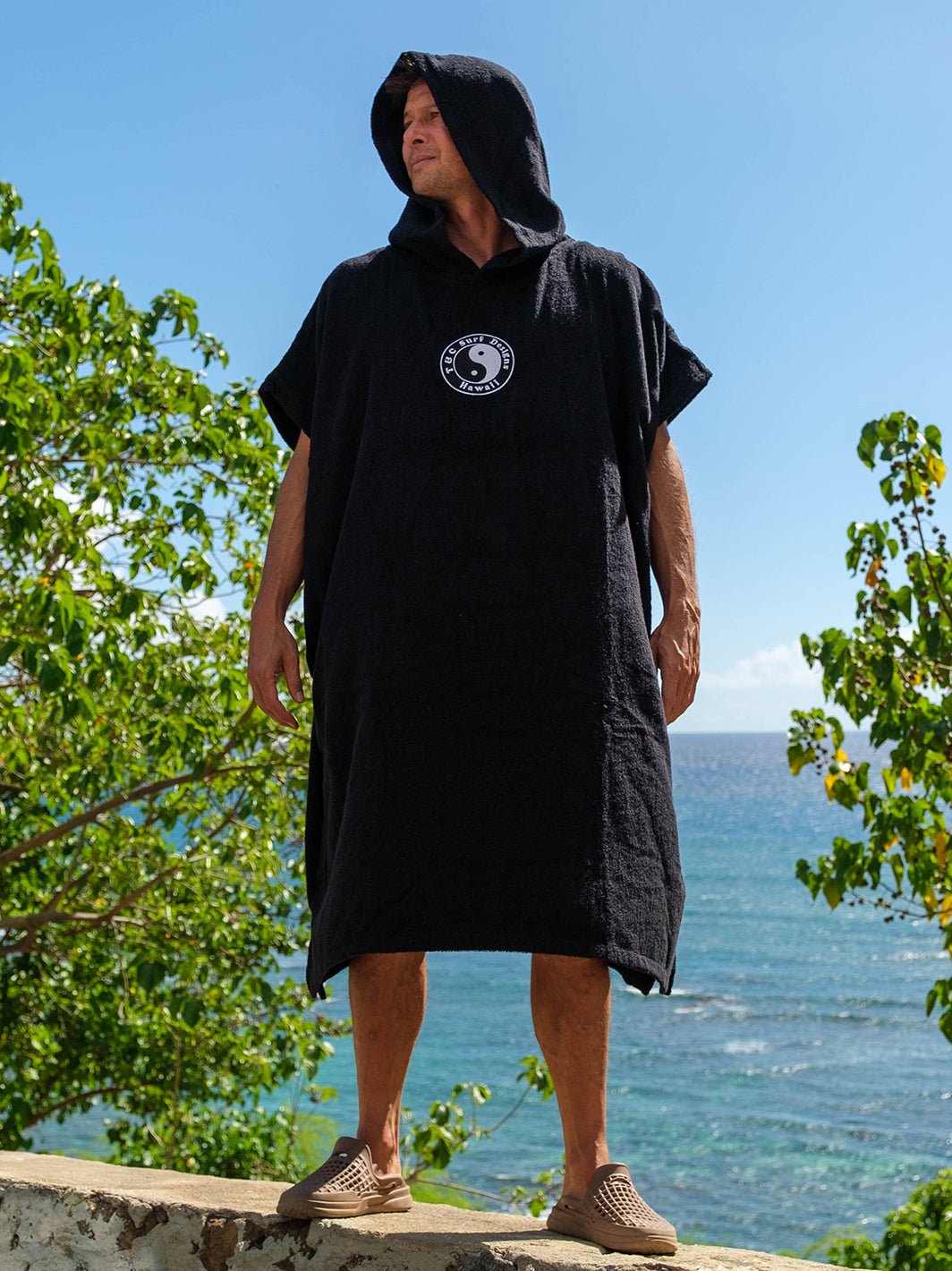 T&C Surf Designs Australia OG Hooded Towel Poncho, Black