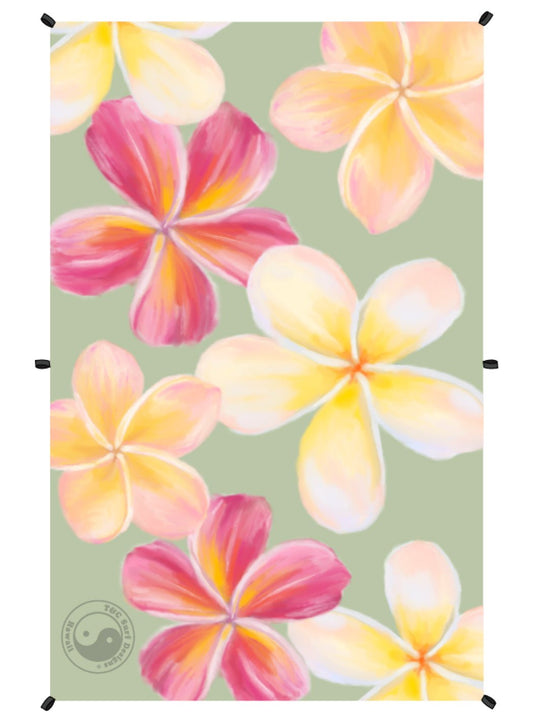 T&C Surf Designs Painted Plumeria Microfiber Party Towel Blanket,