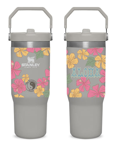 T&C Surf Designs T&C Surf 30 oz Hibiscus All Ova Stanley The IcefIow™ Flip Straw Tumbler, Ash