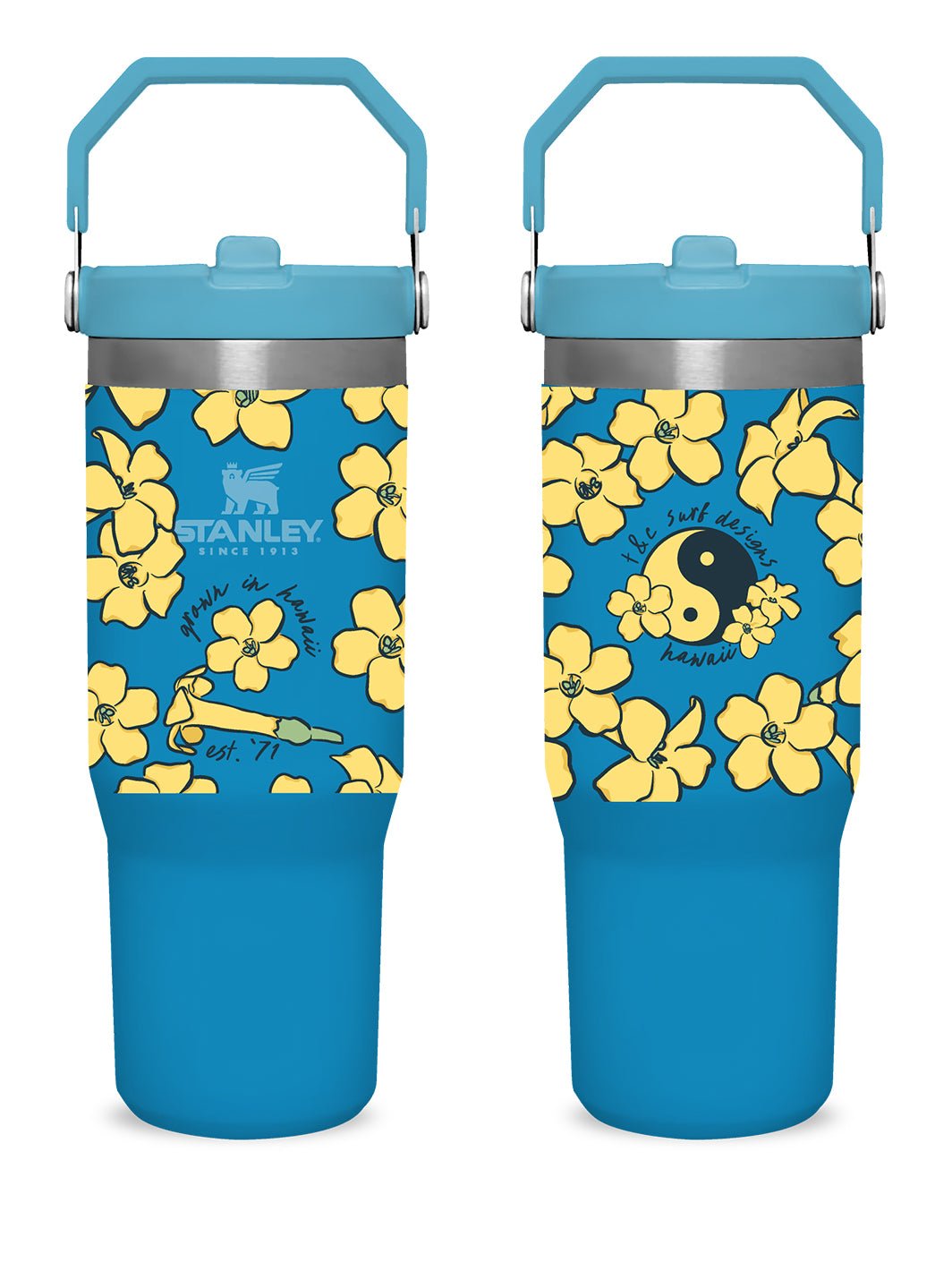 T&C Surf Designs T&C Surf 30 oz Plenty Puakenikeni Stanley The IcefIow™ Flip Straw Tumbler, Azure