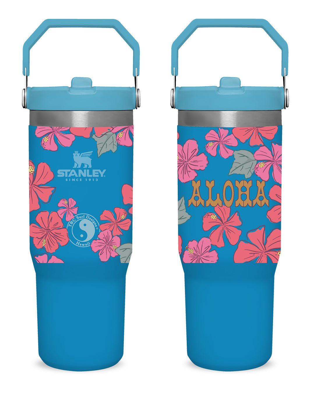 T&C Surf Designs T&C Surf 30 oz Hibiscus All Ova Stanley The IcefIow™ Flip Straw Tumbler, Azure