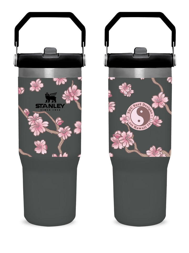T&C Surf Designs T&C Surf 30 oz Cherry Ikebana Stanley The IcefIow™ Flip Straw Tumbler, Charcoal