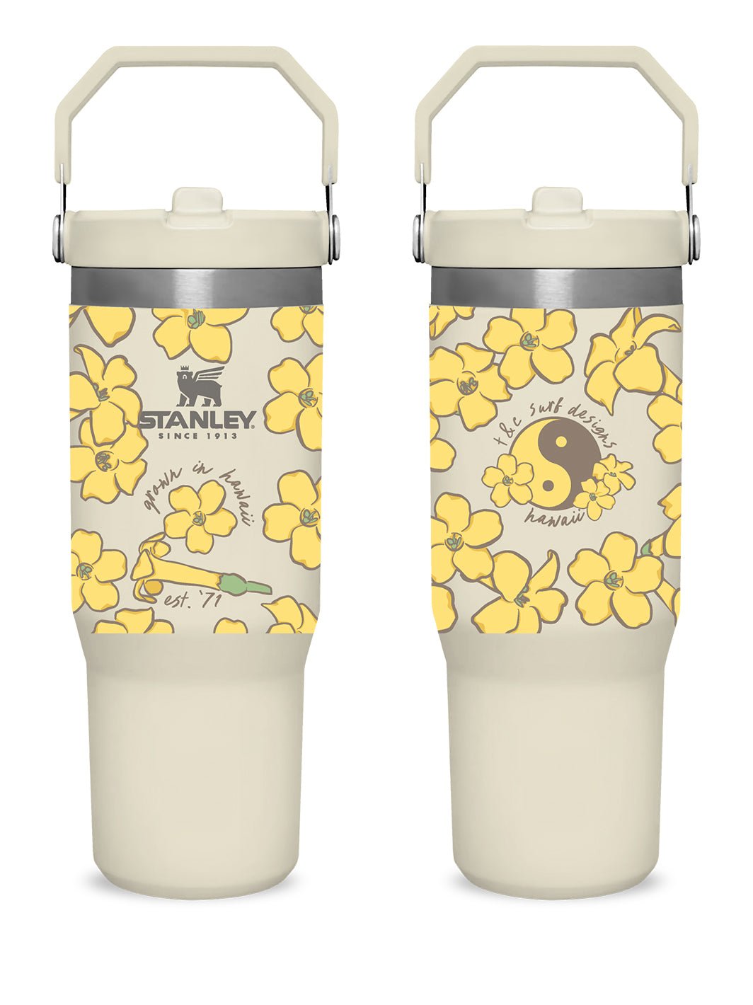 T&C Surf Designs T&C Surf 30 oz Plenty Puakenikeni Stanley The IcefIow™ Flip Straw Tumbler, Cream