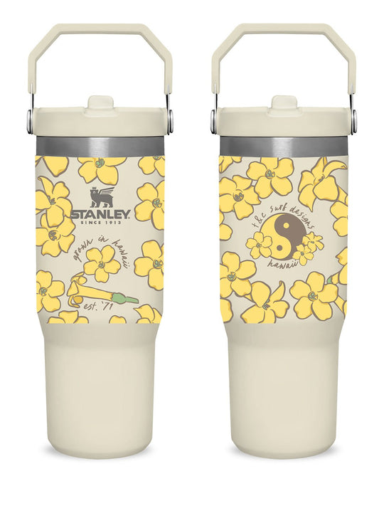 T&C Surf Designs T&C Surf 30 oz Plenty Puakenikeni Stanley The IcefIow™ Flip Straw Tumbler, Cream