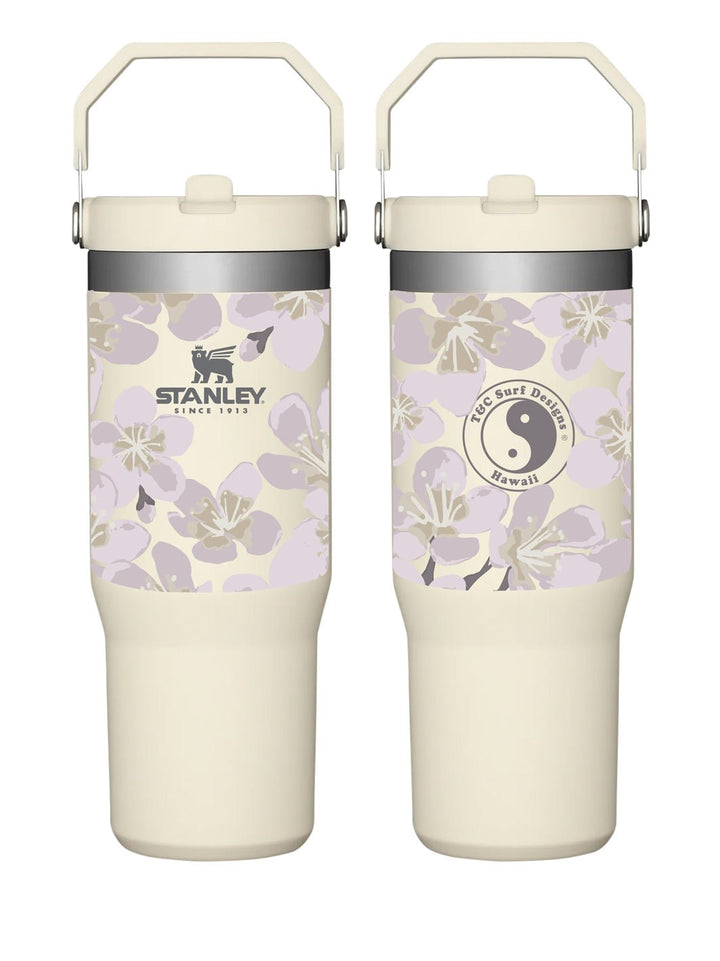 T&C Surf Designs T&C Surf 30 oz Aloha Painted Sakura Stanley The IcefIow™ Flip Straw Tumbler, Cream