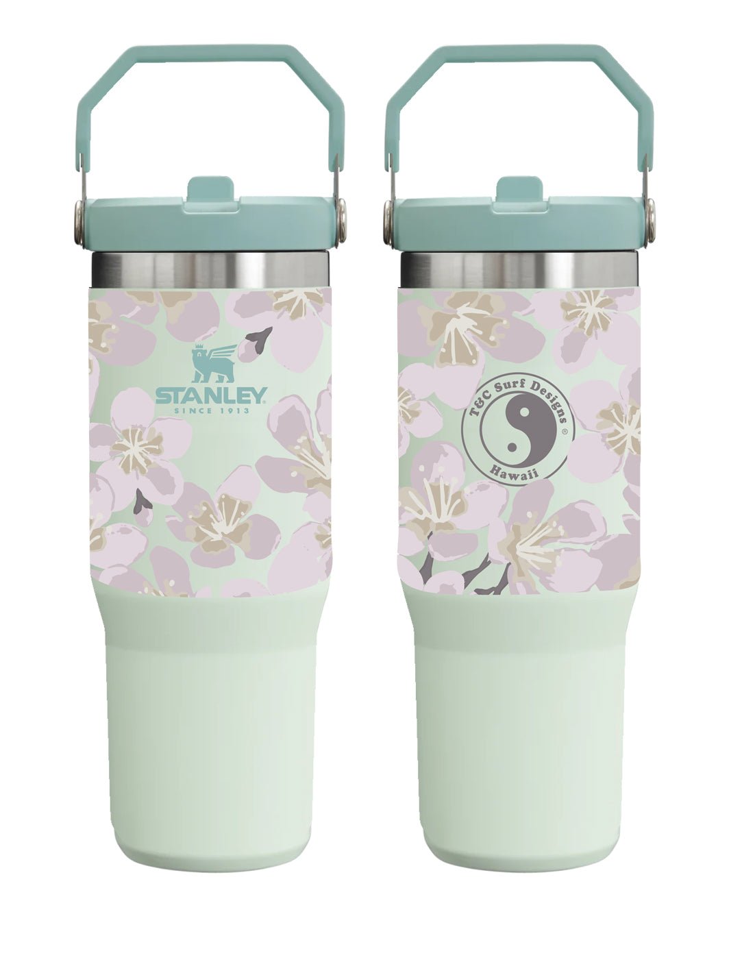 T&C Surf Designs T&C Surf 30 oz Aloha Painted Sakura Stanley The IcefIow™ Flip Straw Tumbler, Mist