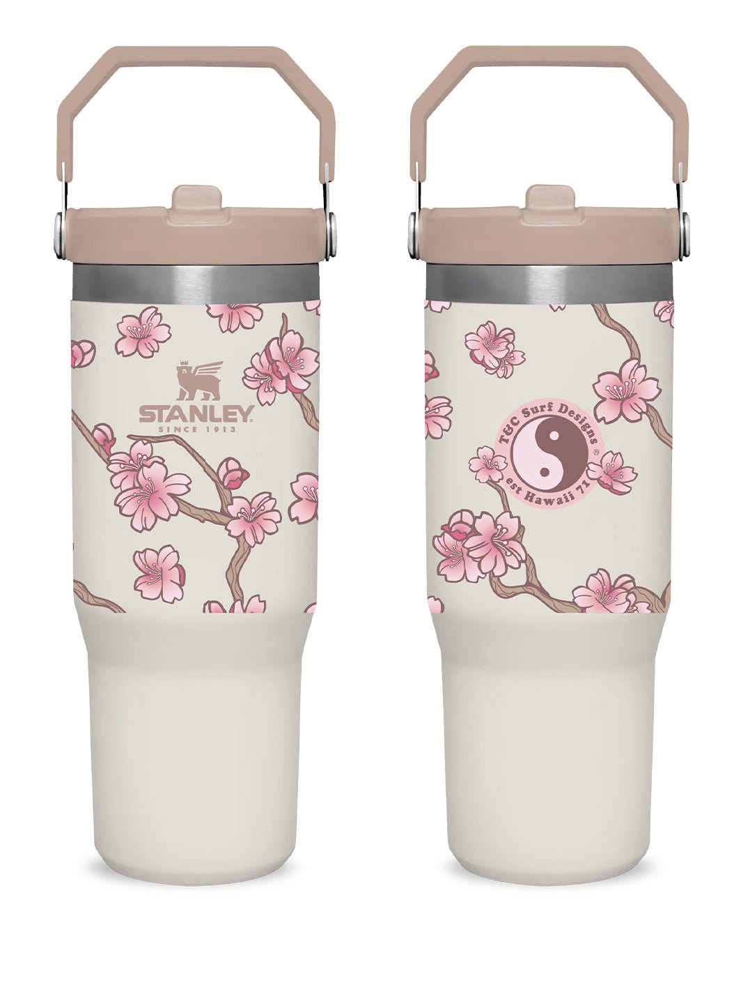 T&C Surf Designs T&C Surf 30 oz Cherry Ikebana Stanley The IcefIow™ Flip Straw Tumbler, Rose Quartz