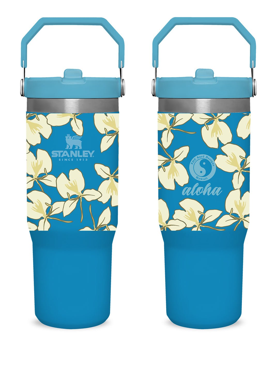 T&C Surf Designs T&C Surf 30 oz White Ginger Stanley The IcefIow™ Flip Straw Tumbler, Azure