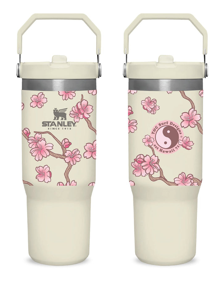 T&C Surf Designs T&C Surf 30 oz Cherry Ikebana Stanley The IcefIow™ Flip Straw Tumbler, Cream