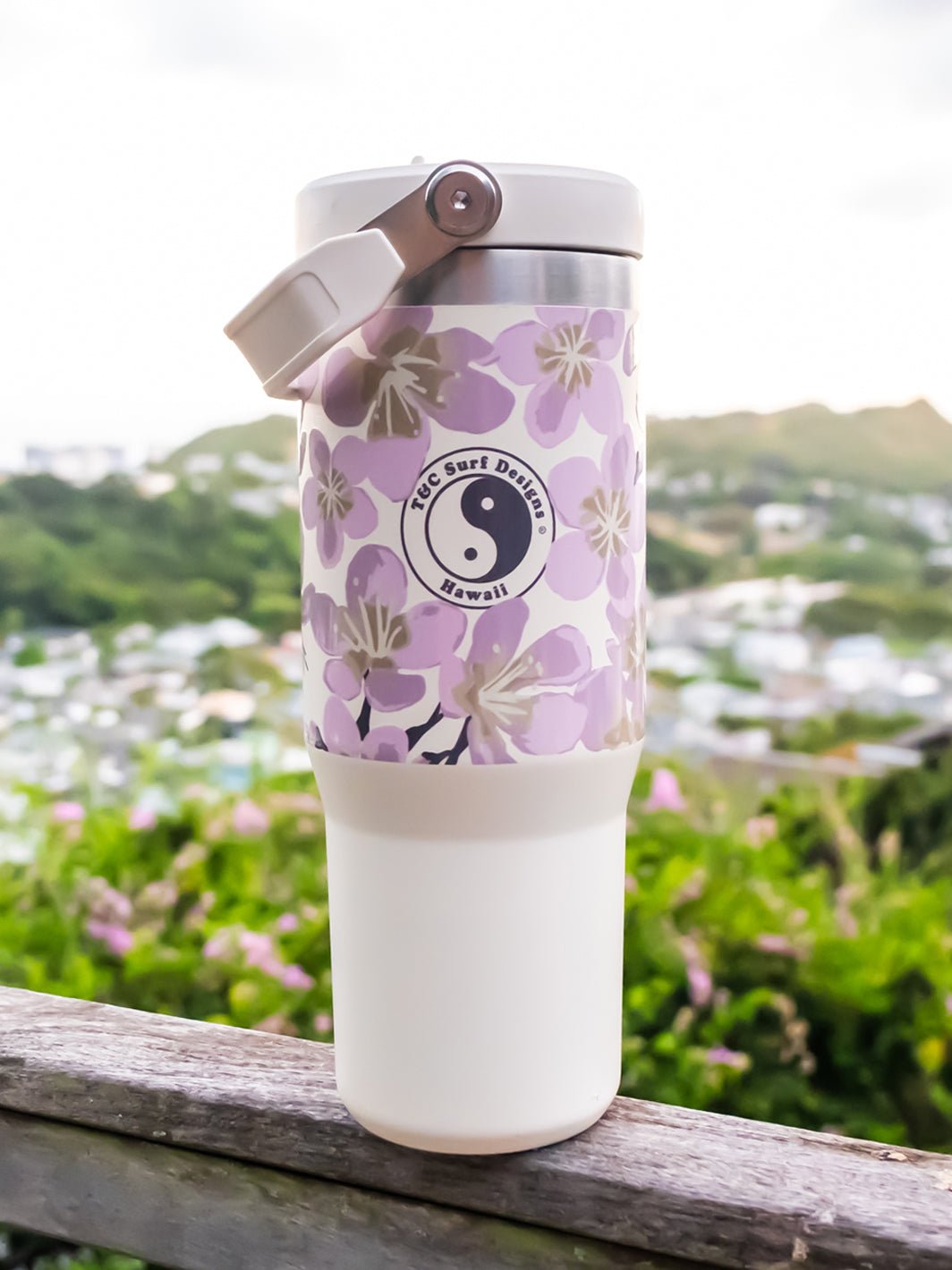 T&C Surf Designs T&C Surf 30 oz Aloha Painted Sakura Stanley The IcefIow™ Flip Straw Tumbler, 