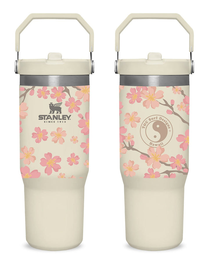 T&C Surf Designs T&C Surf 30 oz Cherry Branch Stanley The IcefIow™ Flip Straw Tumbler, Cream