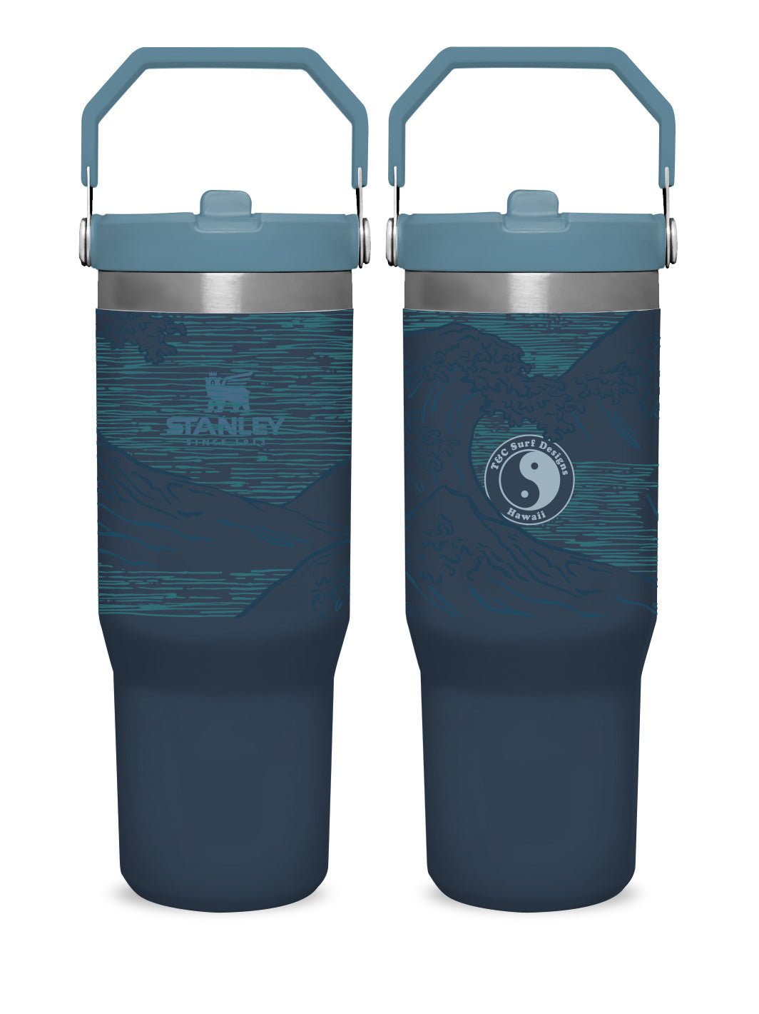 T&C Surf Designs T&C Surf 30 oz Stoked Hokusai Stanley The IcefIow™ Flip Straw Tumbler, Navy