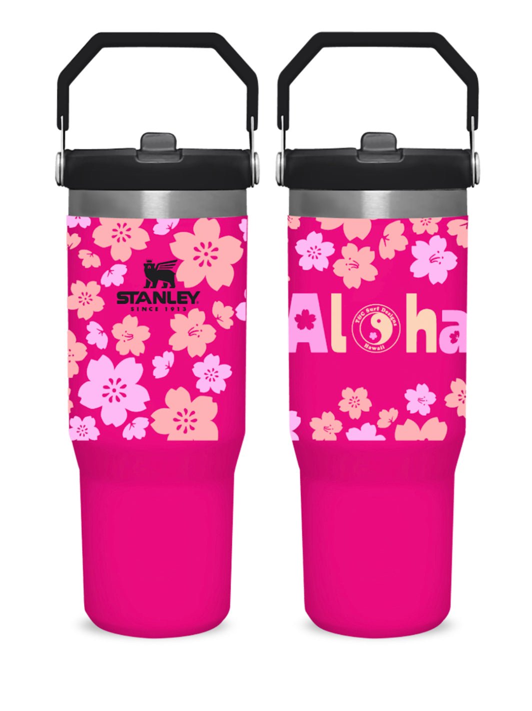 T&C Surf Designs T&C Surf 30 oz Cute Sakura Stanley The IcefIow™ Flip Straw Tumbler, Electric Pink