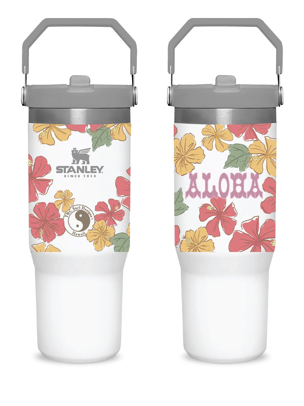 T&C Surf Designs T&C Surf 30 oz Hibiscus All Ova Stanley The IcefIow™ Flip Straw Tumbler, Polar