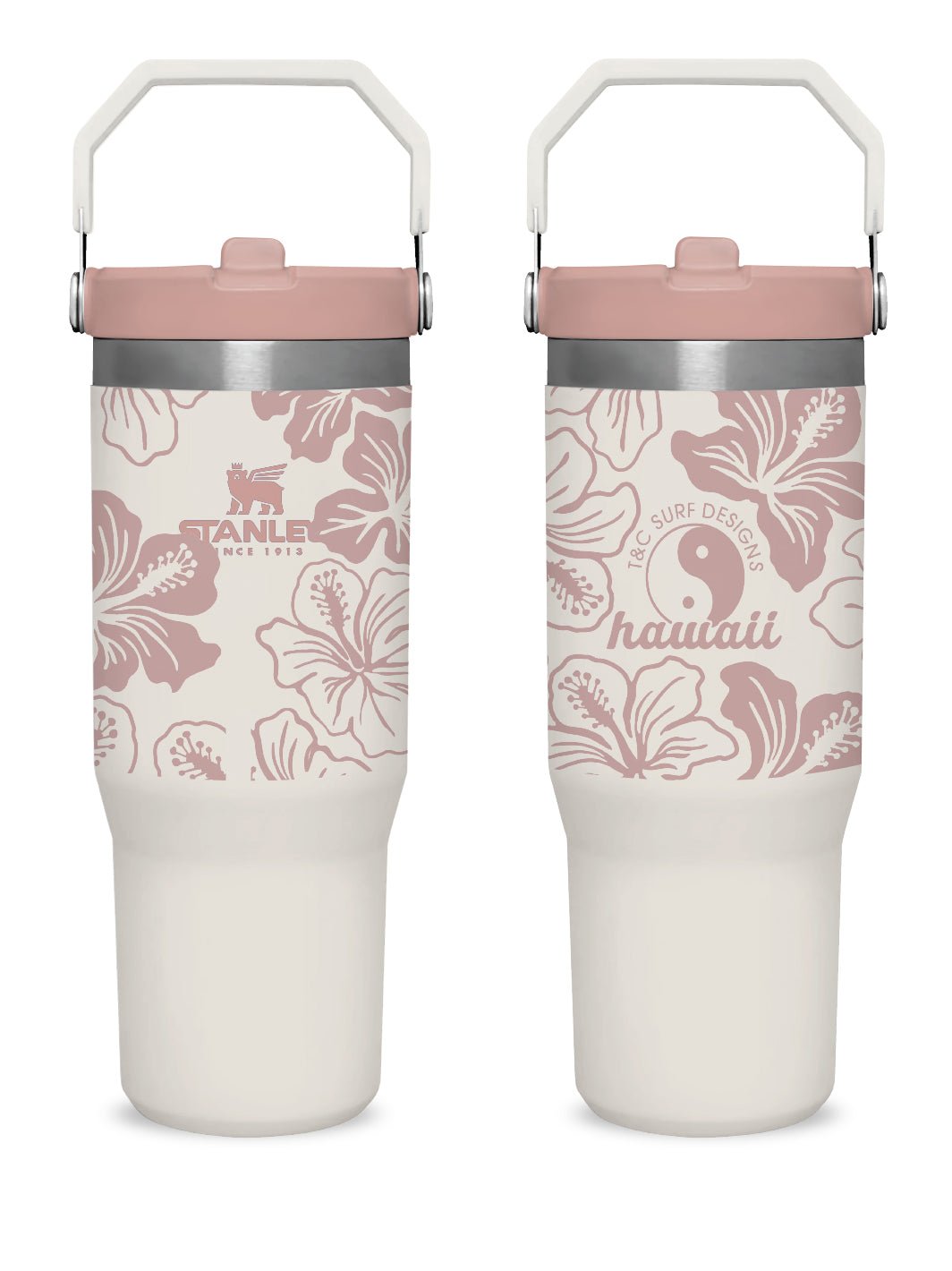 T&C Surf Designs T&C Surf 30 oz Vintage Floral Band Stanley The IcefIow™ Flip Straw Tumbler, Rose Quartz