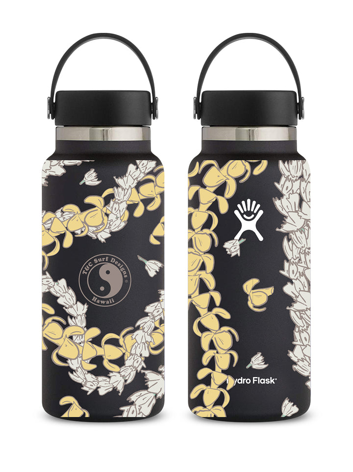 T&C Surf Designs T&C Surf 32 oz Sketched Multi Lei Hydro Flask, Black