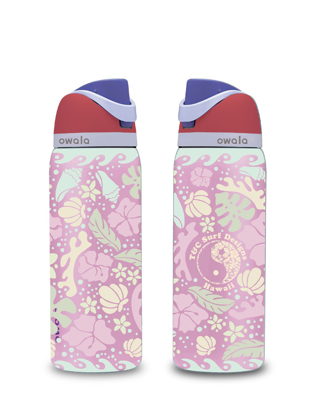 T&C Surf Designs T&C Surf 32 oz Ocean Is Life Owala, Electric Pink