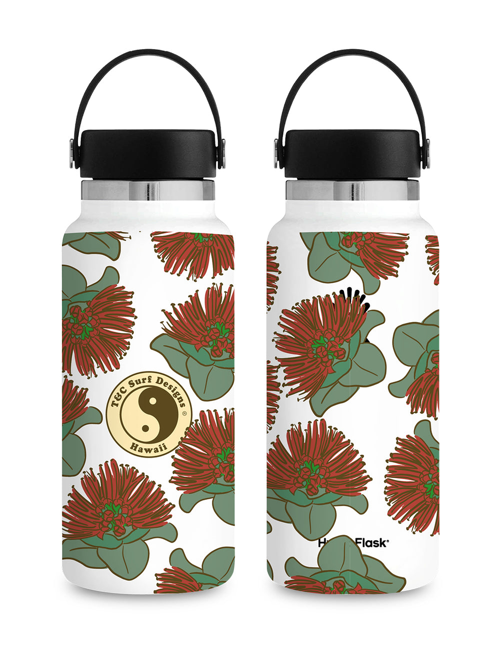 T&C Surf Designs T&C Surf 32 oz Ohia Aloha Hydro Flask, White